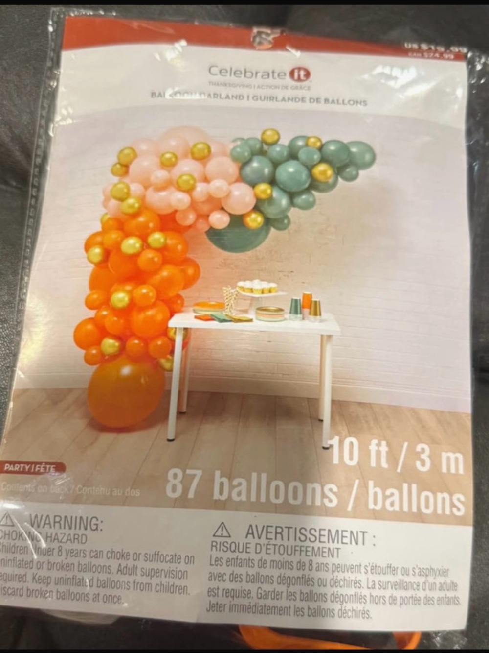 Celebrate It Orange, Pink, Teal, Gold Balloon Garland Kit